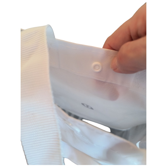 LULULEMON  Reusable Storage Bag  Medium Size Double Handle Snap close White Logo - Picture 6 of 13